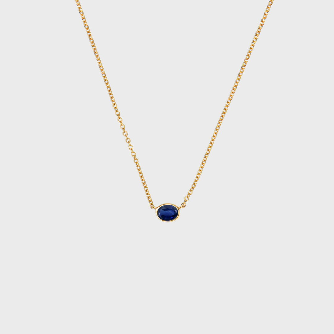 Gemstone Bezel Set Oval Necklace