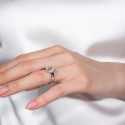 Bold Inlay Emerald Cut Diamond Band