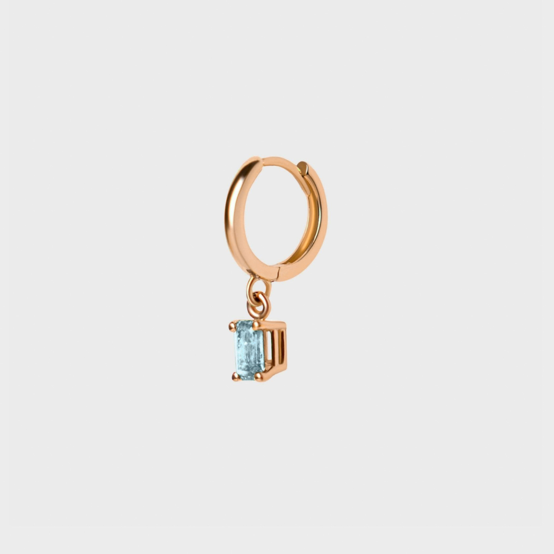 Gemstone Emerald Cut Charm Hoops