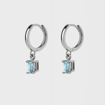 Gemstone Emerald Cut Charm Hoops