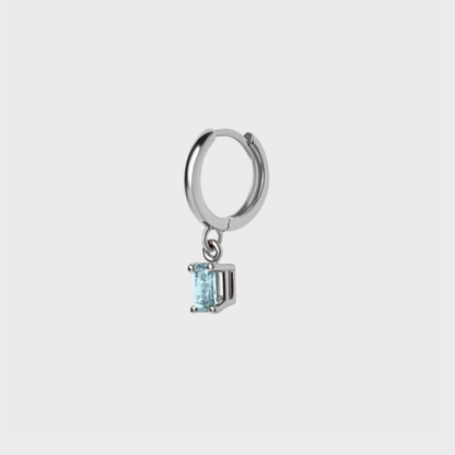 Gemstone Emerald Cut Charm Hoops
