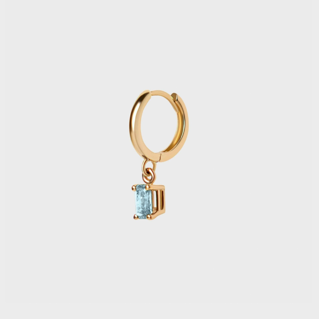 Gemstone Emerald Cut Charm Hoops