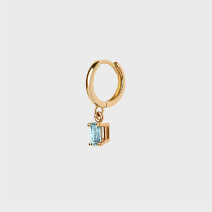 Gemstone Emerald Cut Charm Hoops