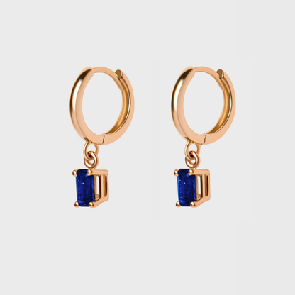 Gemstone Emerald Cut Charm Hoops