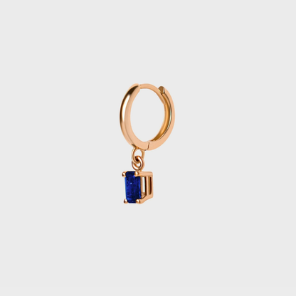 Gemstone Emerald Cut Charm Hoops