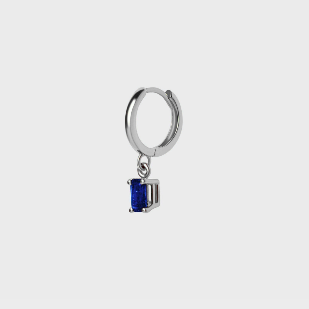 Gemstone Emerald Cut Charm Hoops