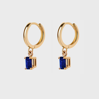 Gemstone Emerald Cut Charm Hoops