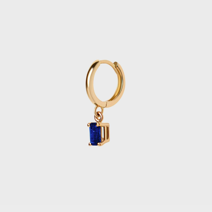 Gemstone Emerald Cut Charm Hoops