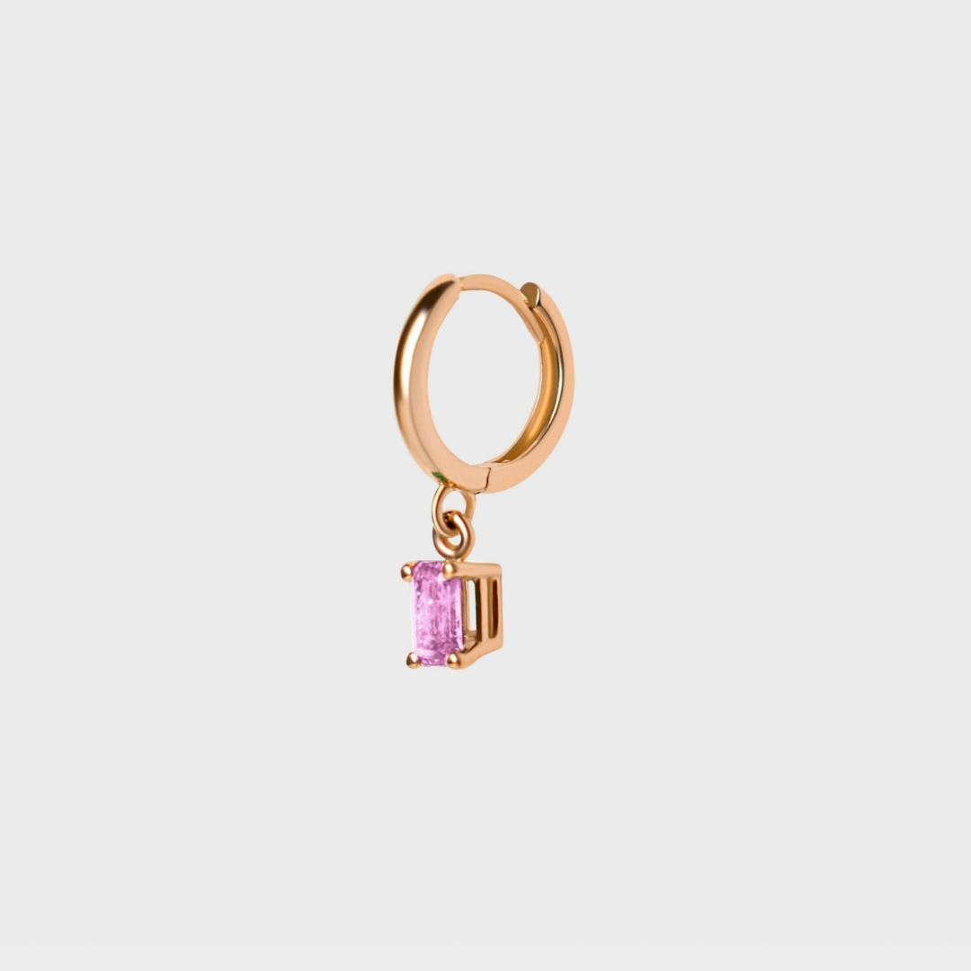 Gemstone Emerald Cut Charm Hoops