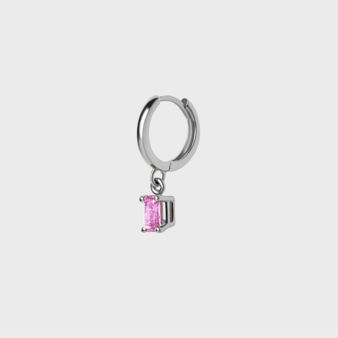 Gemstone Emerald Cut Charm Hoops