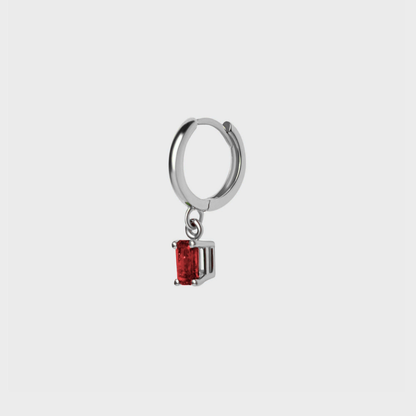 Gemstone Emerald Cut Charm Hoops