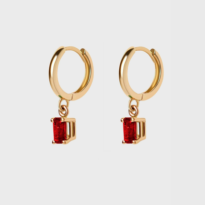 Gemstone Emerald Cut Charm Hoops