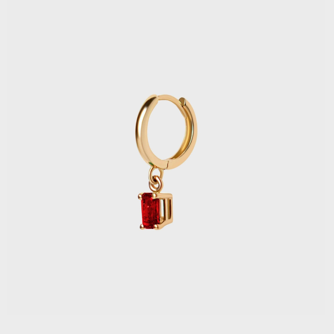 Gemstone Emerald Cut Charm Hoops