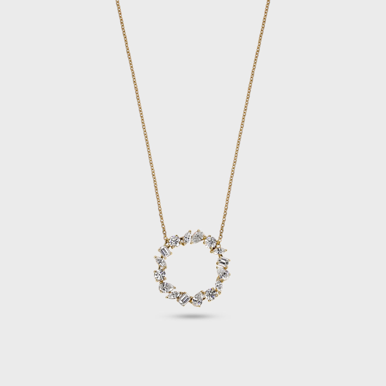 Mixed Fancy Shape Diamond Circle Pendant