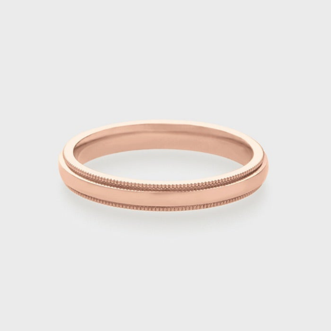 rose gold band 3mm with milgrain texture
