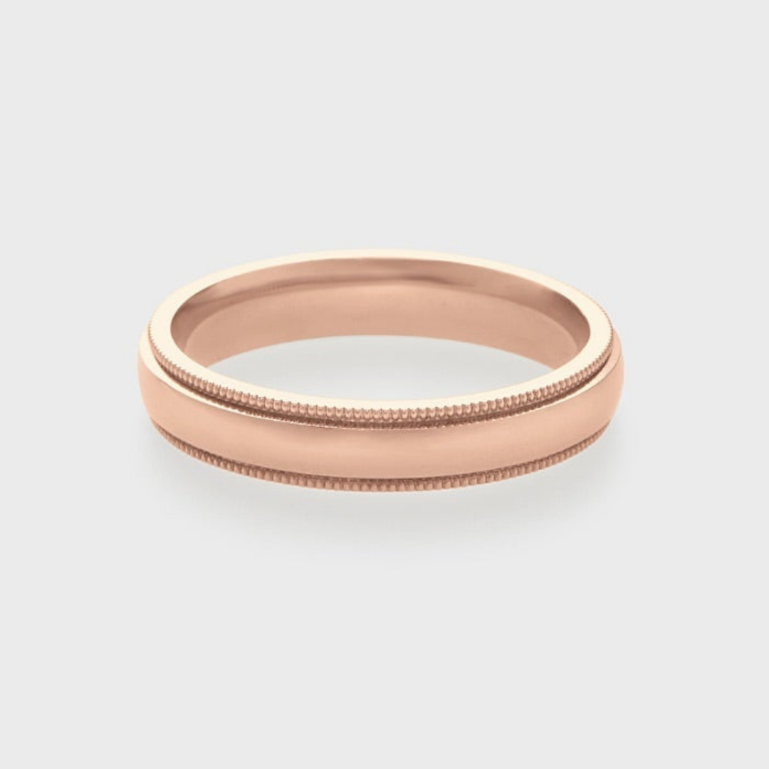 rose gold band 4mm with milgrain texture