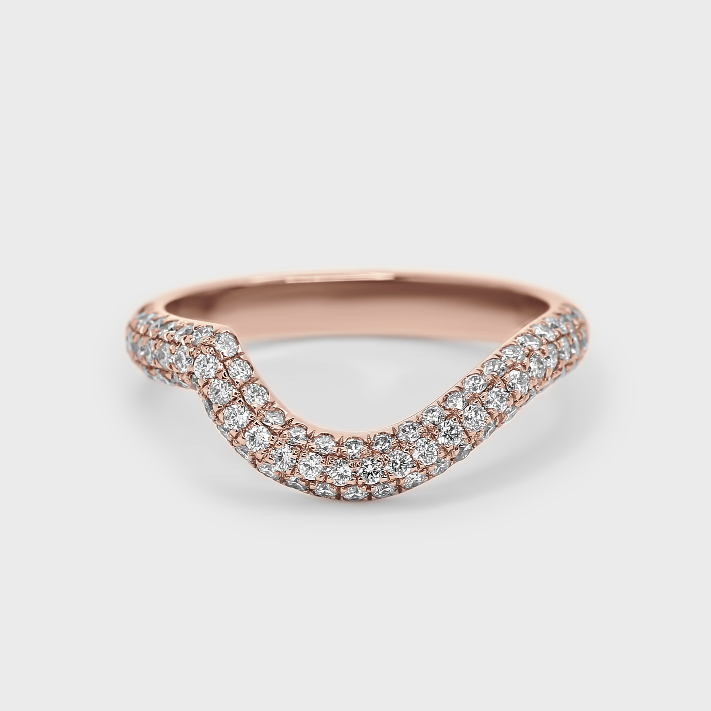 Curved Triple Row Pave Band