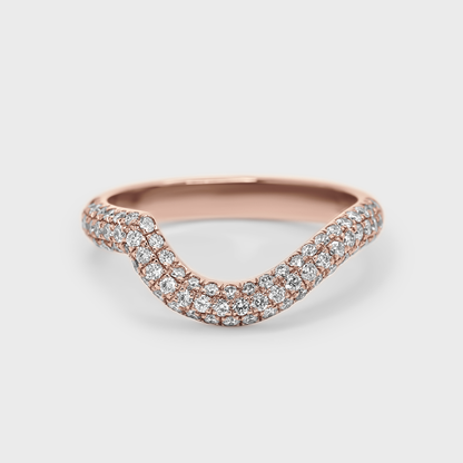 Curved Triple Row Pave Band