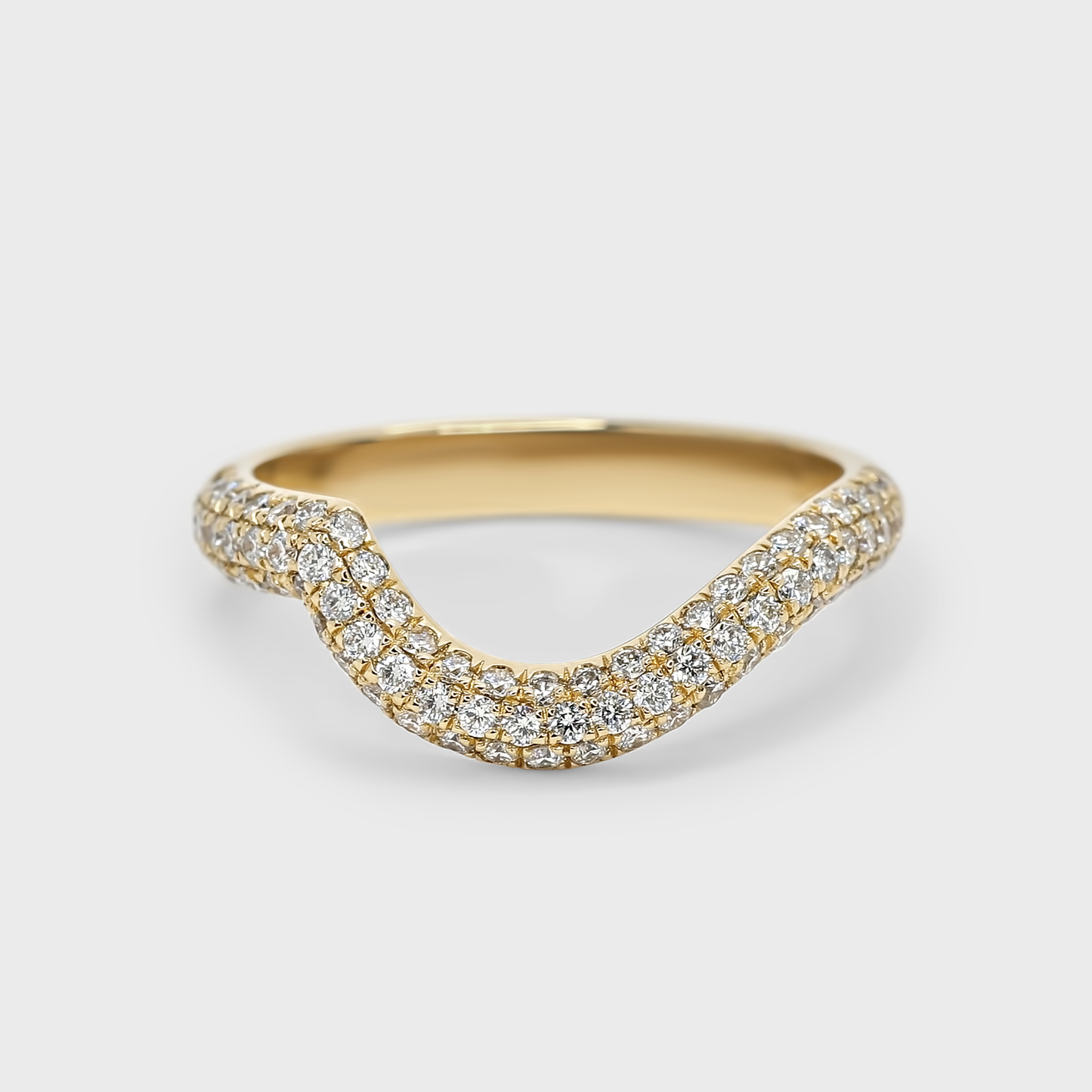 Curved Triple Row Pave Band