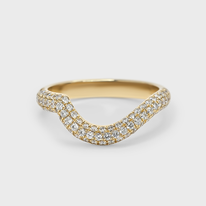 Curved Triple Row Pave Band