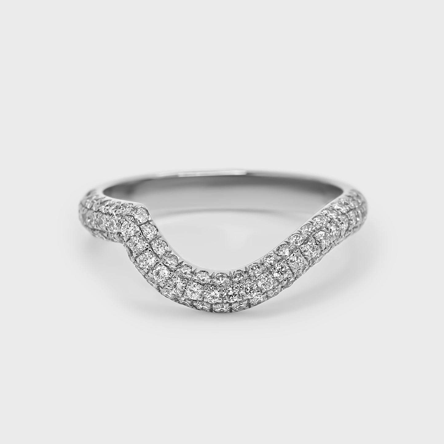 Curved Triple Row Pave Band
