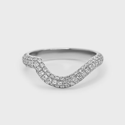 Curved Triple Row Pave Band