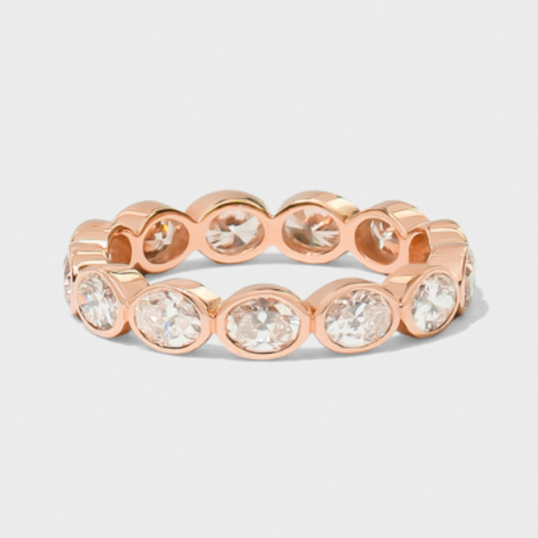 East West Bezel Set Oval Band