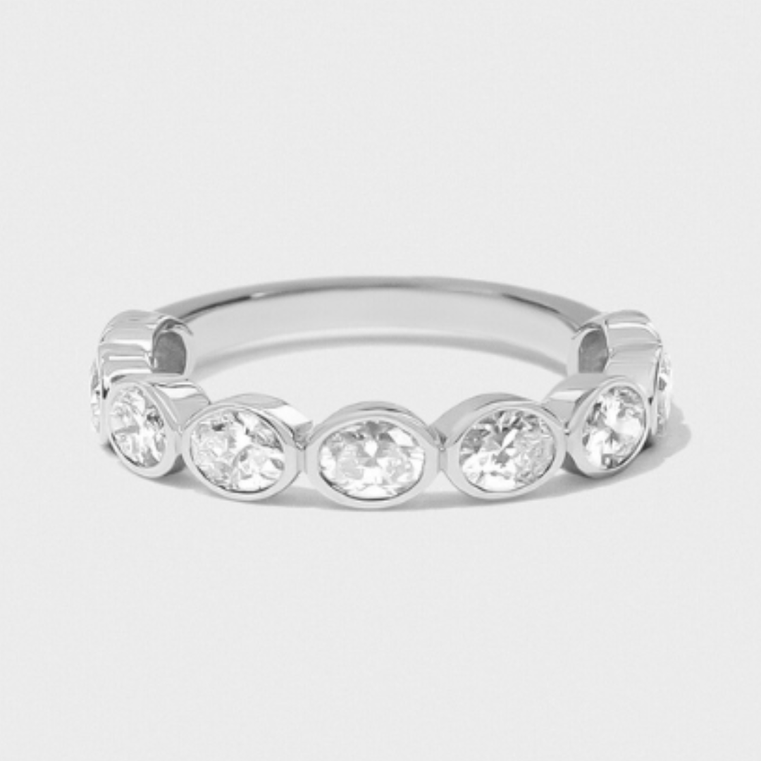 East West Bezel Set Oval Band