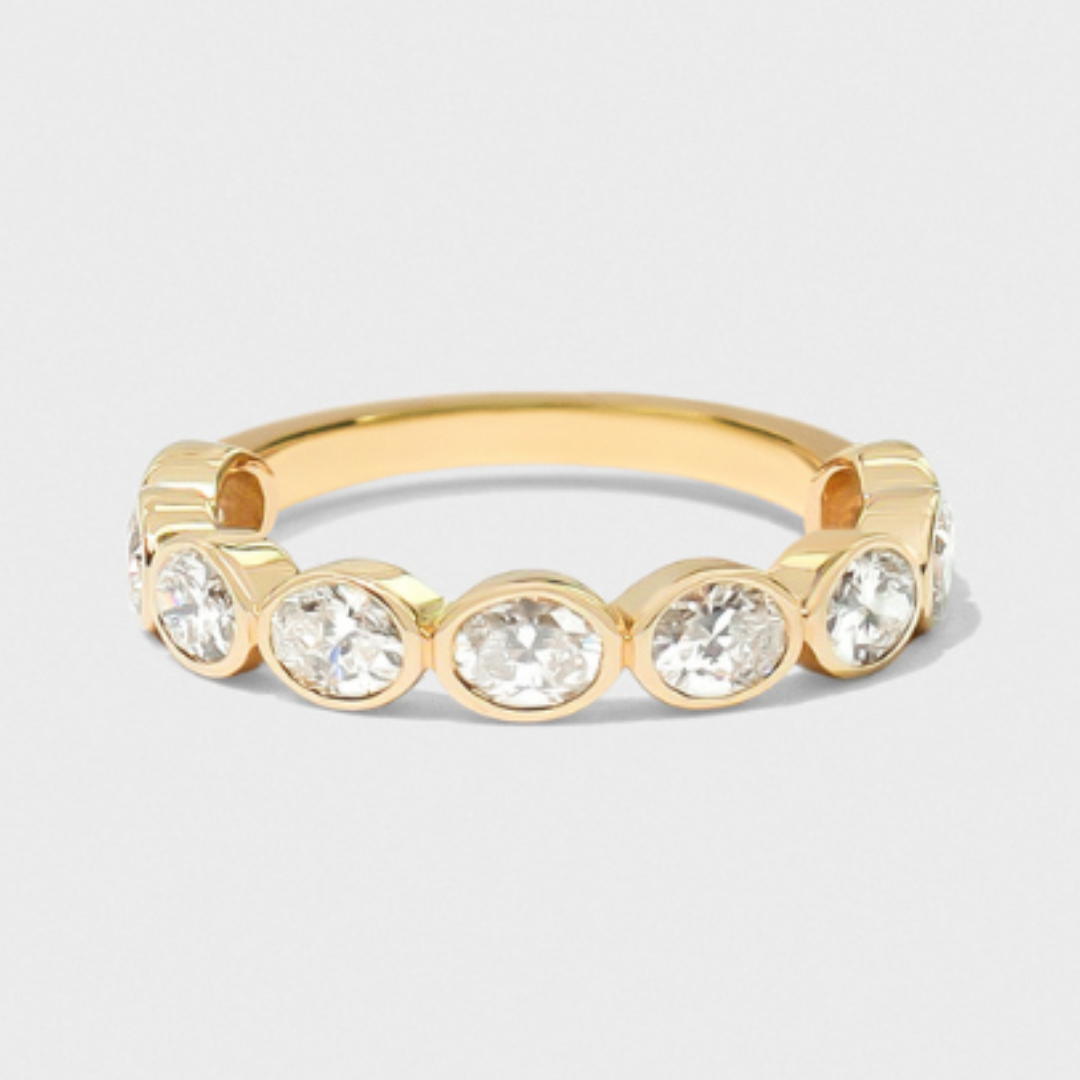 East West Bezel Set Oval Band