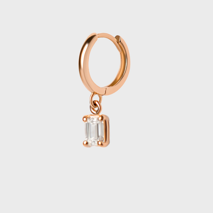 Diamond Emerald Cut Charm Hoops