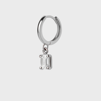 Diamond Emerald Cut Charm Hoops