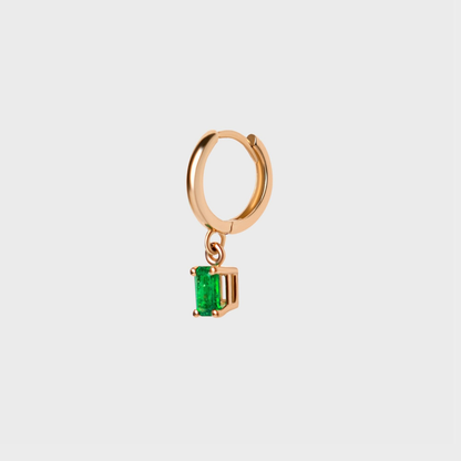 Gemstone Emerald Cut Charm Hoops