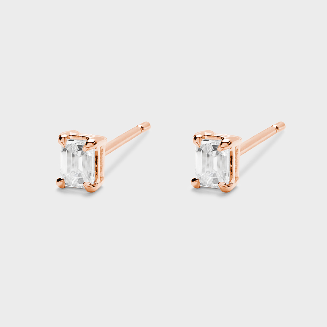 Emerald Cut Diamond Studs