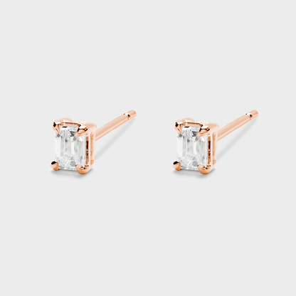 Emerald Cut Diamond Studs