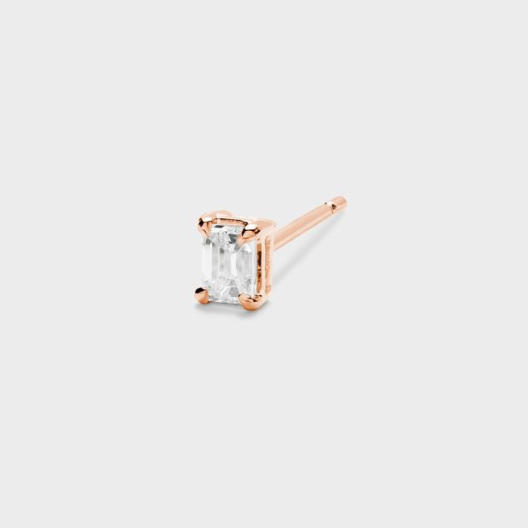 Emerald Cut Diamond Studs