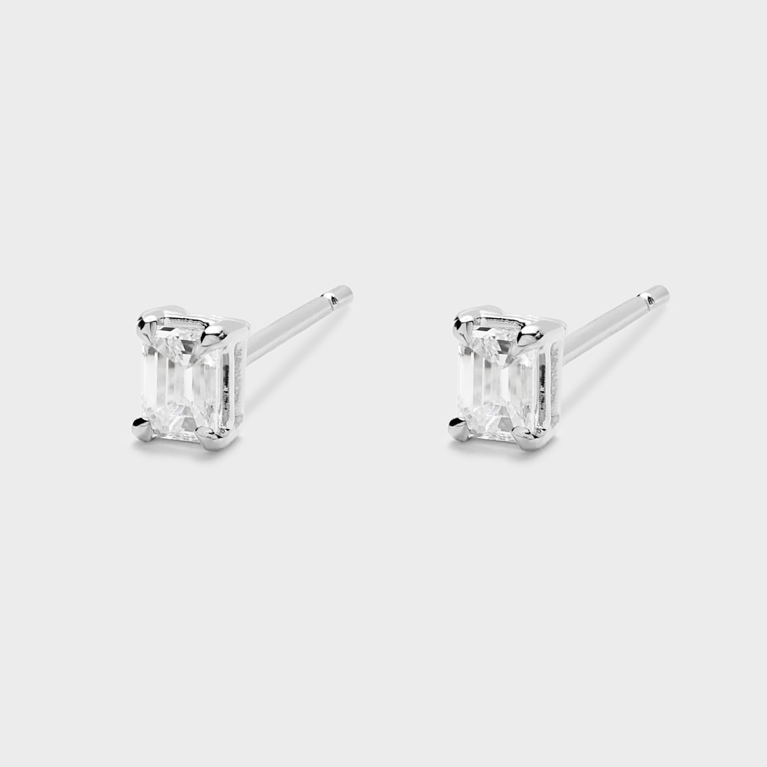 Emerald Cut Diamond Studs