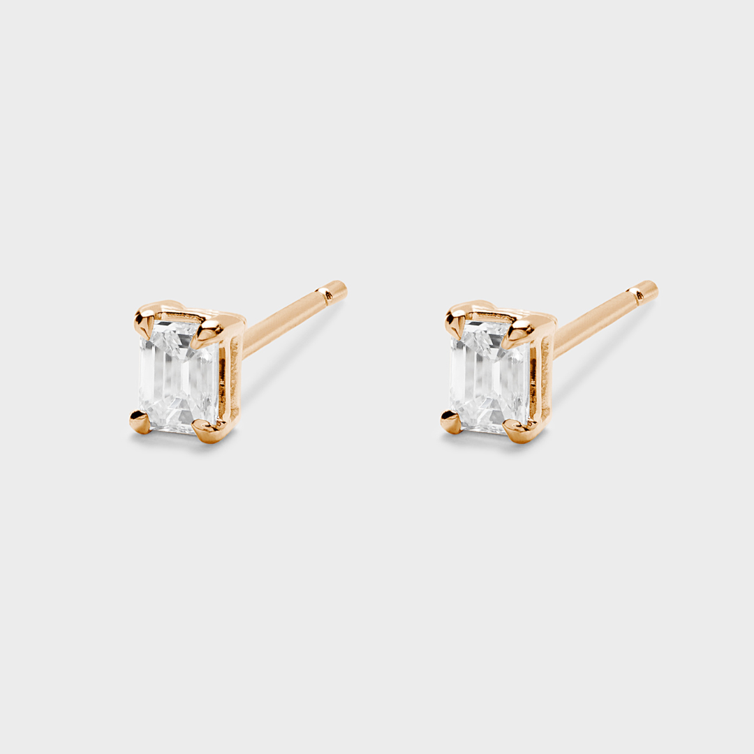 Emerald Cut Diamond Studs
