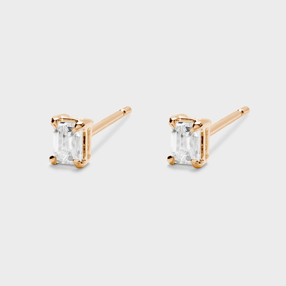 Emerald Cut Diamond Studs