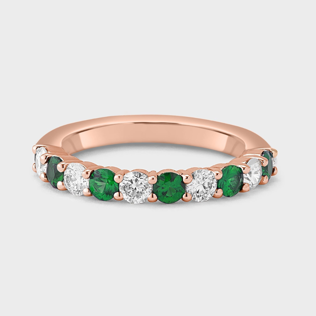 Emerald Gemstone & Diamond Band