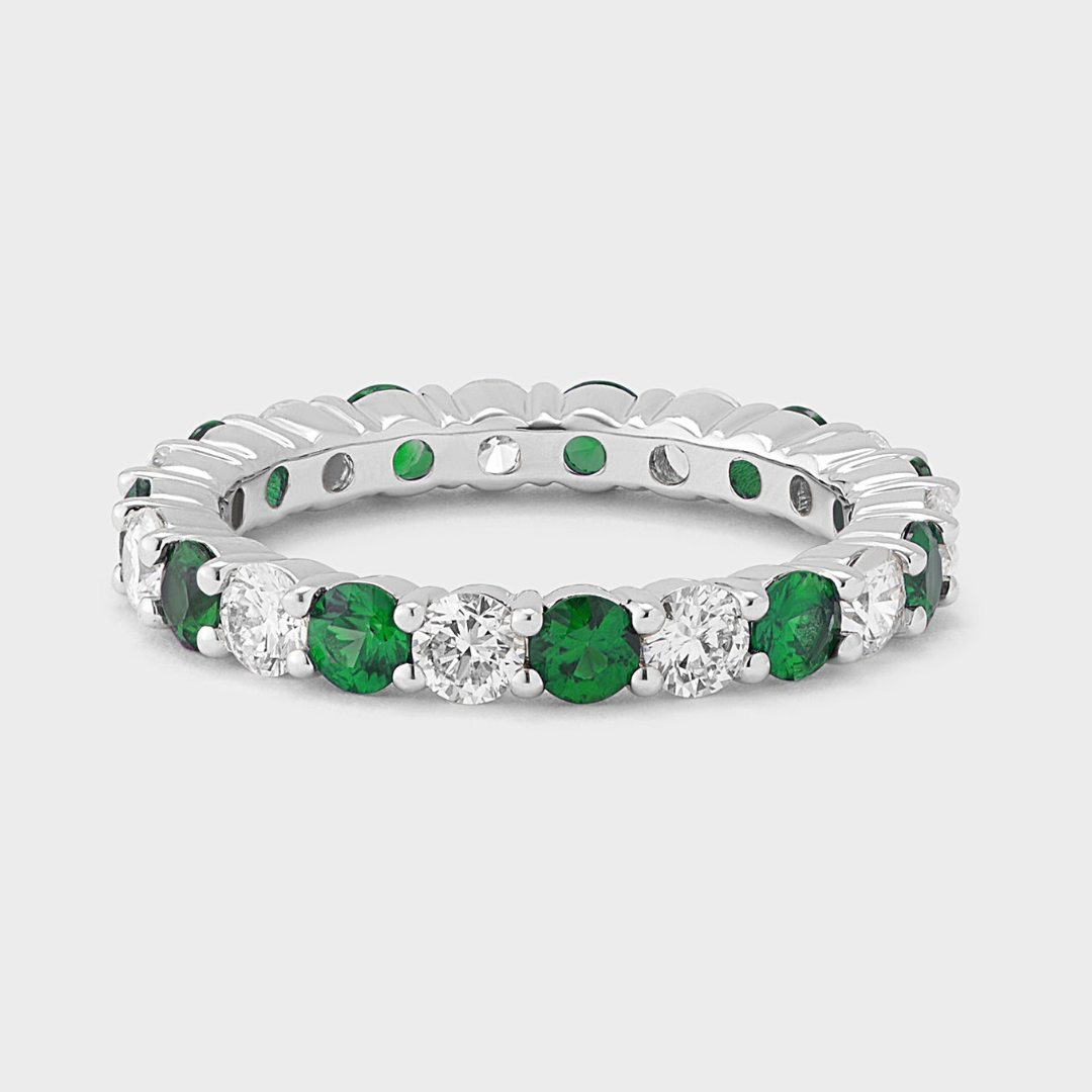 Emerald Gemstone & Diamond Band
