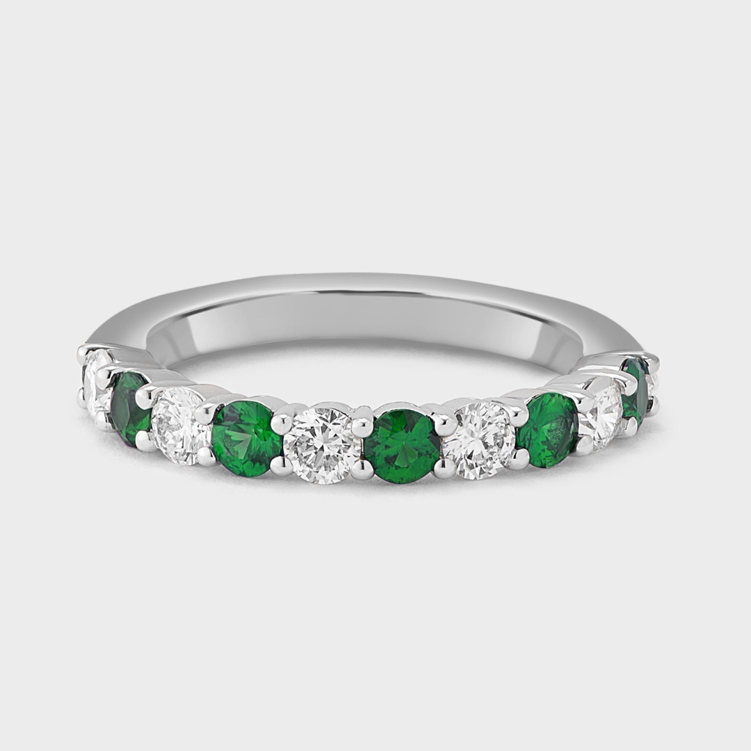 Emerald Gemstone & Diamond Band