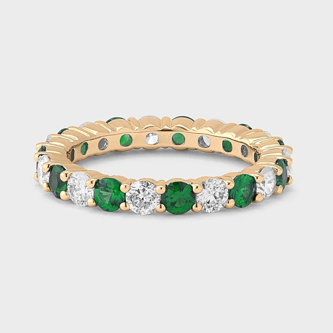 Emerald Gemstone & Diamond Band