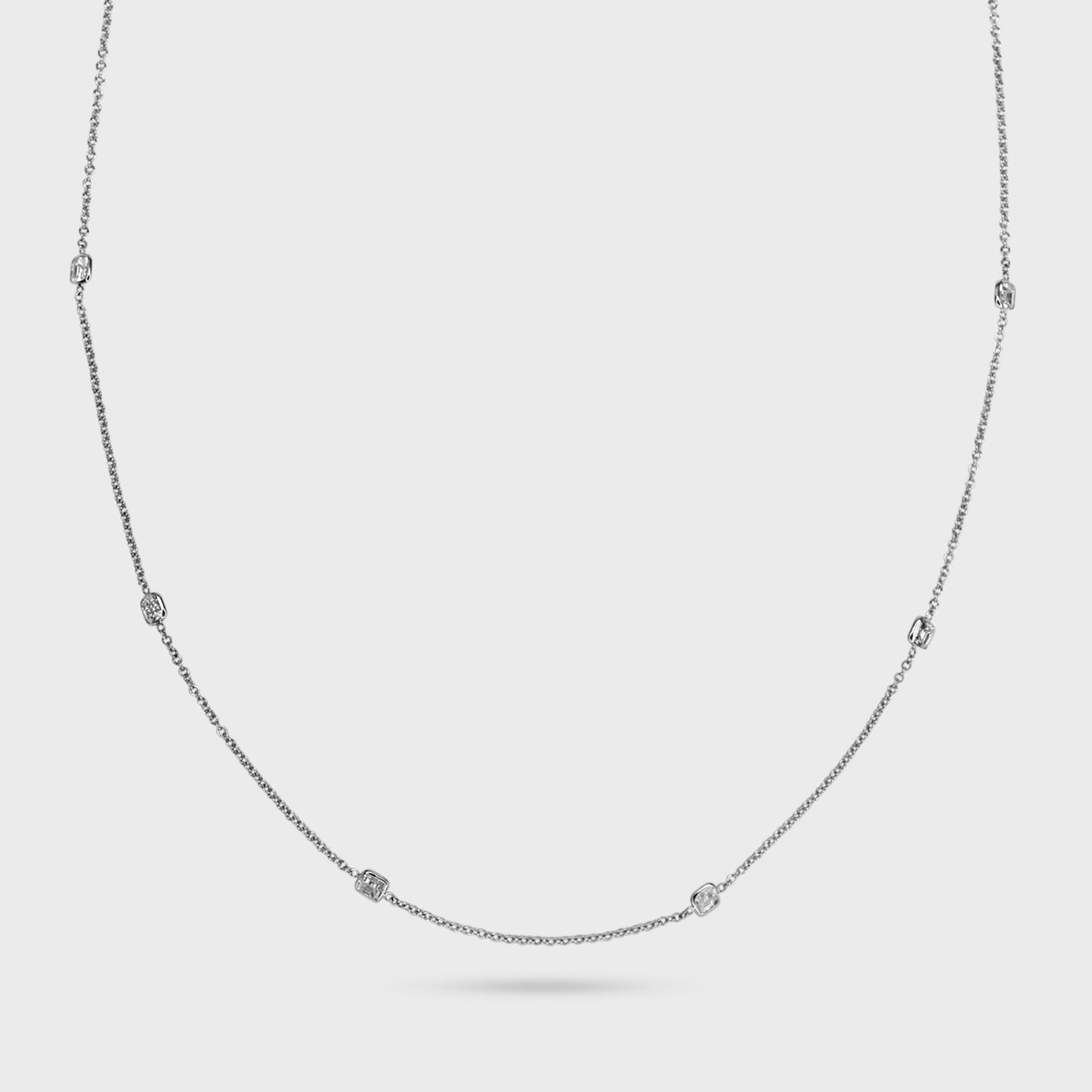 Asscher Cut Diamond Station Necklace