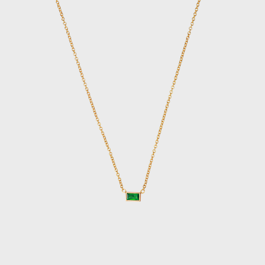 Gemstone Baguette Bezel Necklace