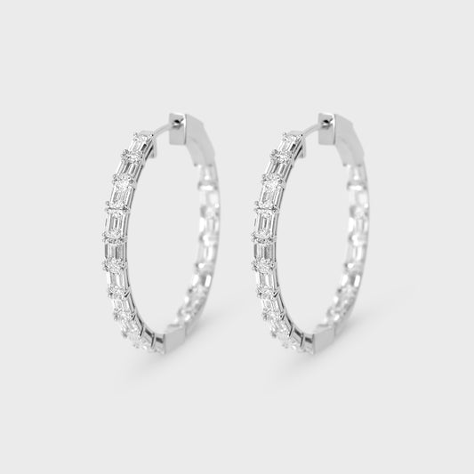 Emerald Cut Diamond Hoops