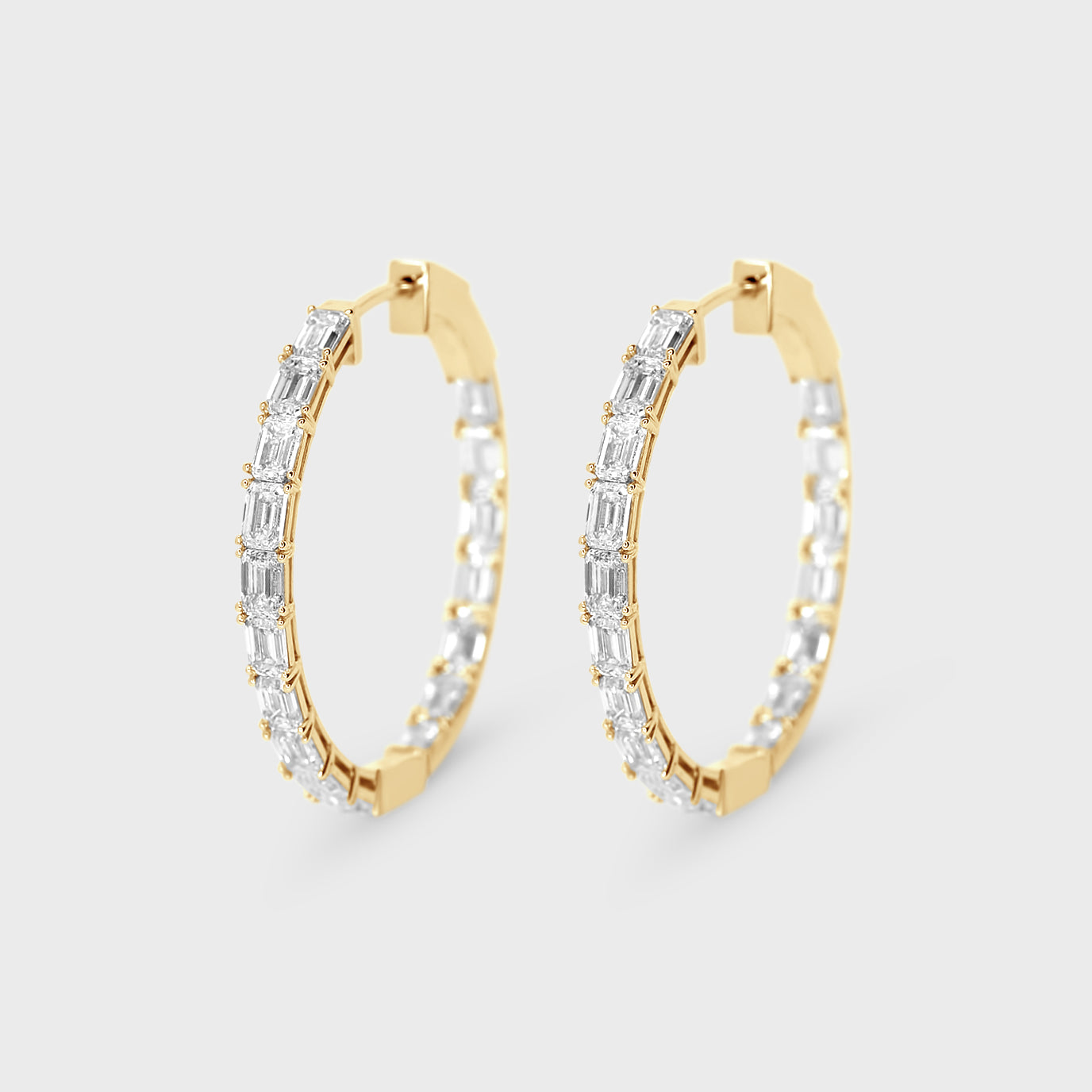 Emerald Cut Diamond Hoops