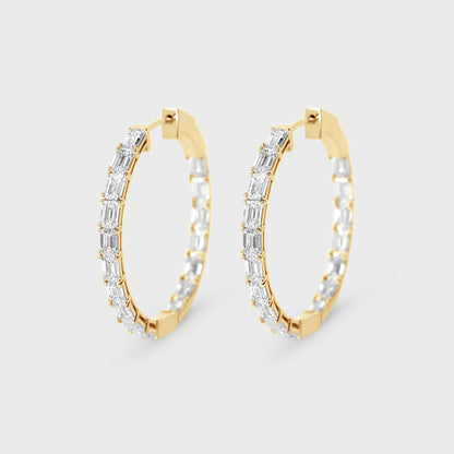 Emerald Cut Diamond Hoops