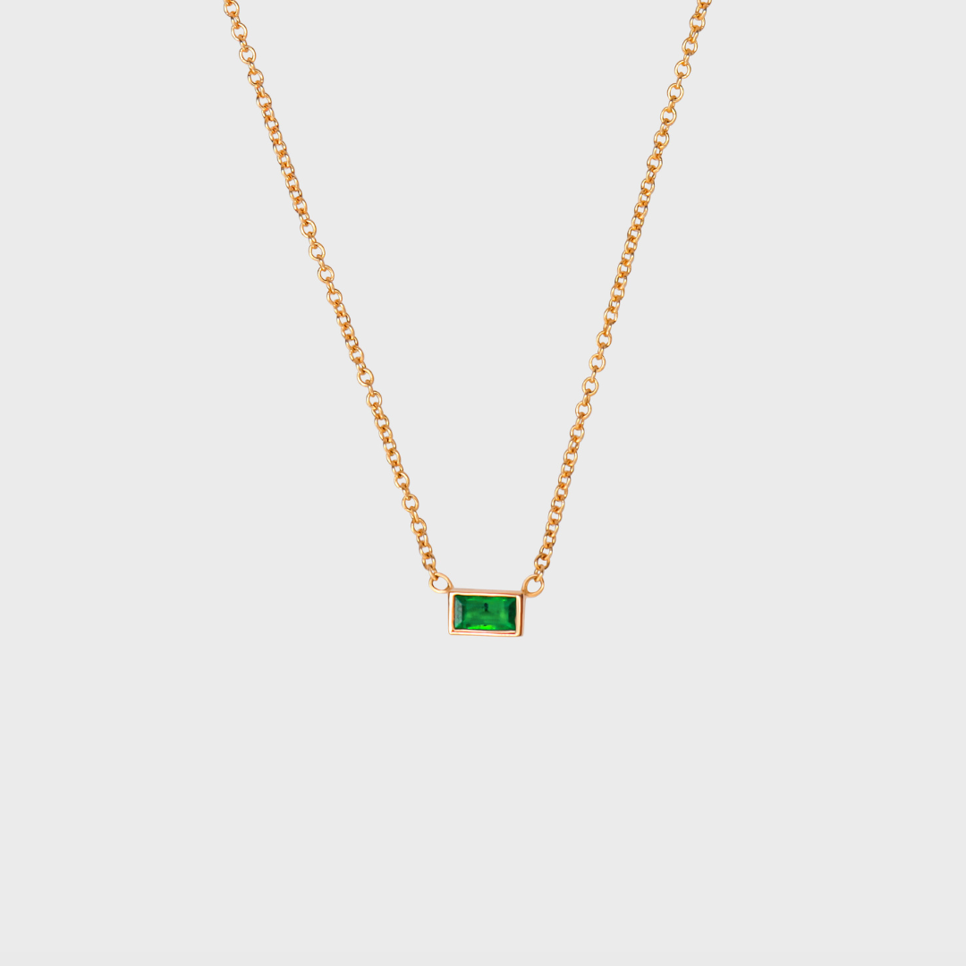 Gemstone Baguette Bezel Necklace
