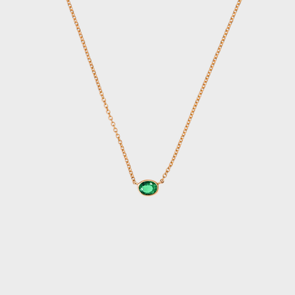 Gemstone Bezel Set Oval Necklace