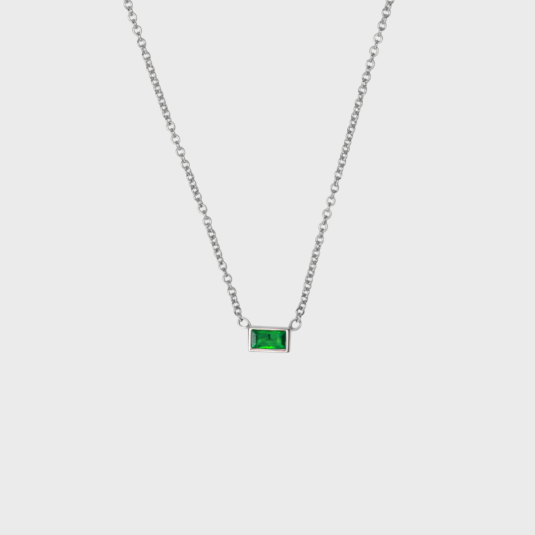 Gemstone Baguette Bezel Necklace